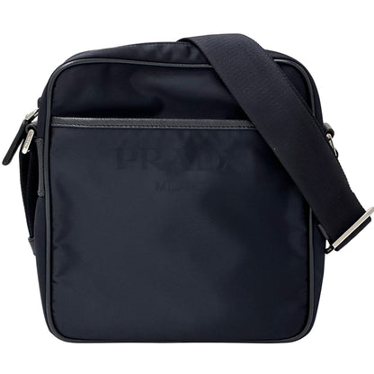 PRADA プラダ ショルダーバッグ ロゴジャガード ネイビー ナイロン レディース メンズ 【中古】