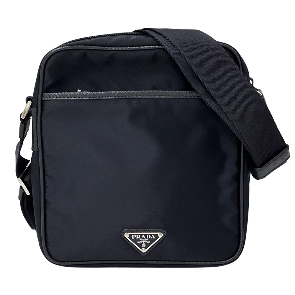 PRADA プラダ ショルダーバッグ ロゴジャガード ネイビー ナイロン レディース メンズ 【中古】