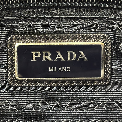 PRADA プラダ ショルダーバッグ ロゴジャガード ネイビー ナイロン レディース メンズ 【中古】