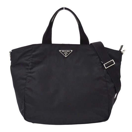 PRADA プラダ トートバッグ ショルダーバッグ 2way ブラック ナイロン レディース メンズ 【中古】