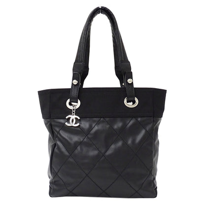 CHANEL シャネル トートバッグ パリビアリッツ ブラック シルバー金具 コーティングキャンバス レディース 【中古】