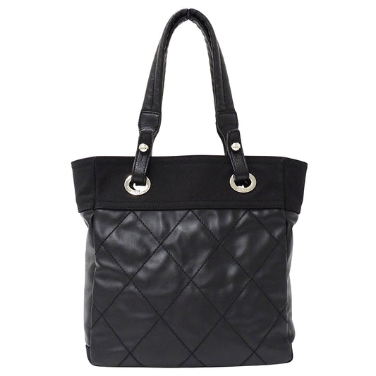 CHANEL シャネル トートバッグ パリビアリッツ ブラック シルバー金具 コーティングキャンバス レディース 【中古】
