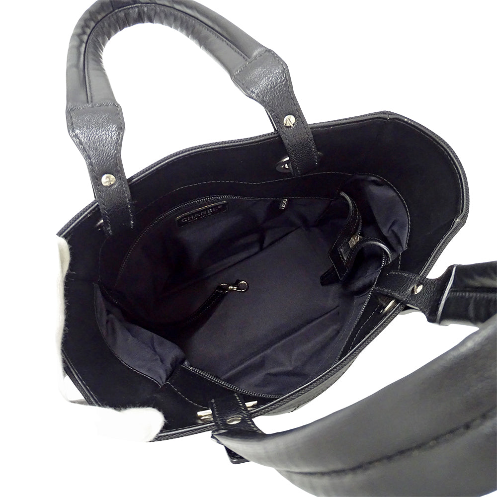 CHANEL シャネル トートバッグ パリビアリッツ ブラック シルバー金具 コーティングキャンバス レディース 【中古】