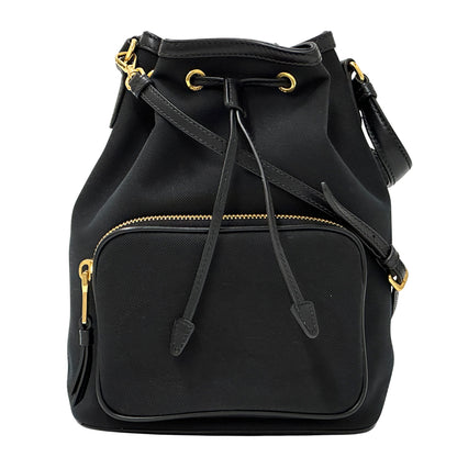 PRADA プラダ 2wayバッグ ロゴジャガード ブラック キャンバス レディース 【中古】