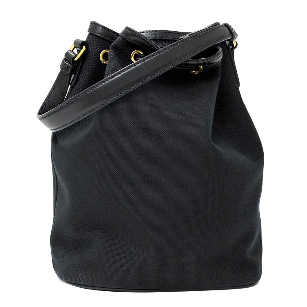 PRADA プラダ 2wayバッグ ロゴジャガード ブラック キャンバス レディース 【中古】