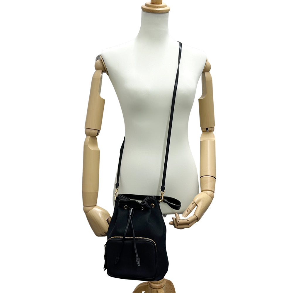 PRADA プラダ 2wayバッグ ロゴジャガード ブラック キャンバス レディース 【中古】
