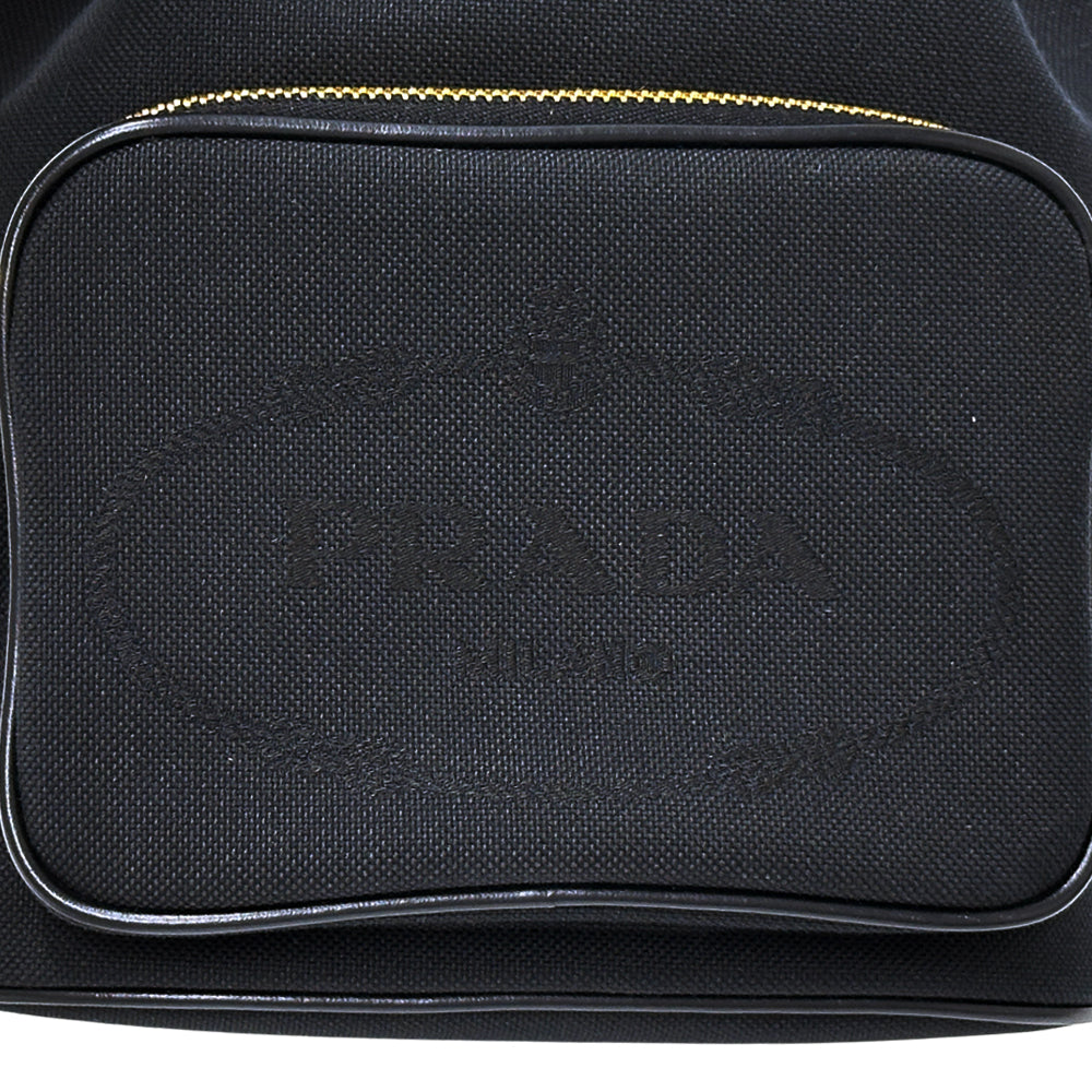 PRADA プラダ 2wayバッグ ロゴジャガード ブラック キャンバス レディース 【中古】