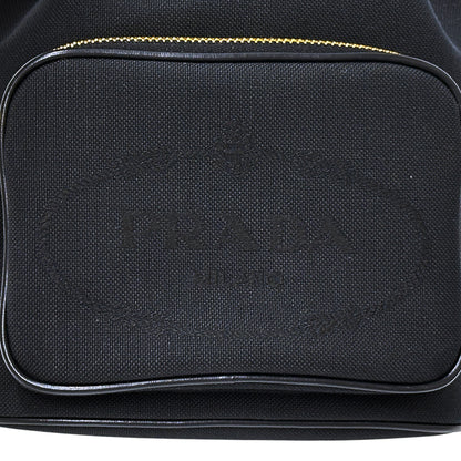 PRADA プラダ 2wayバッグ ロゴジャガード ブラック キャンバス レディース 【中古】
