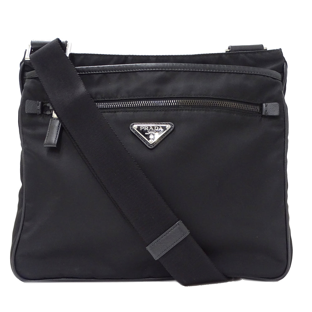 PRADA プラダ ショルダーバッグ ブラック ナイロン メンズ 【中古】