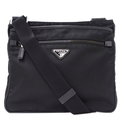 PRADA プラダ ショルダーバッグ ブラック ナイロン メンズ 【中古】