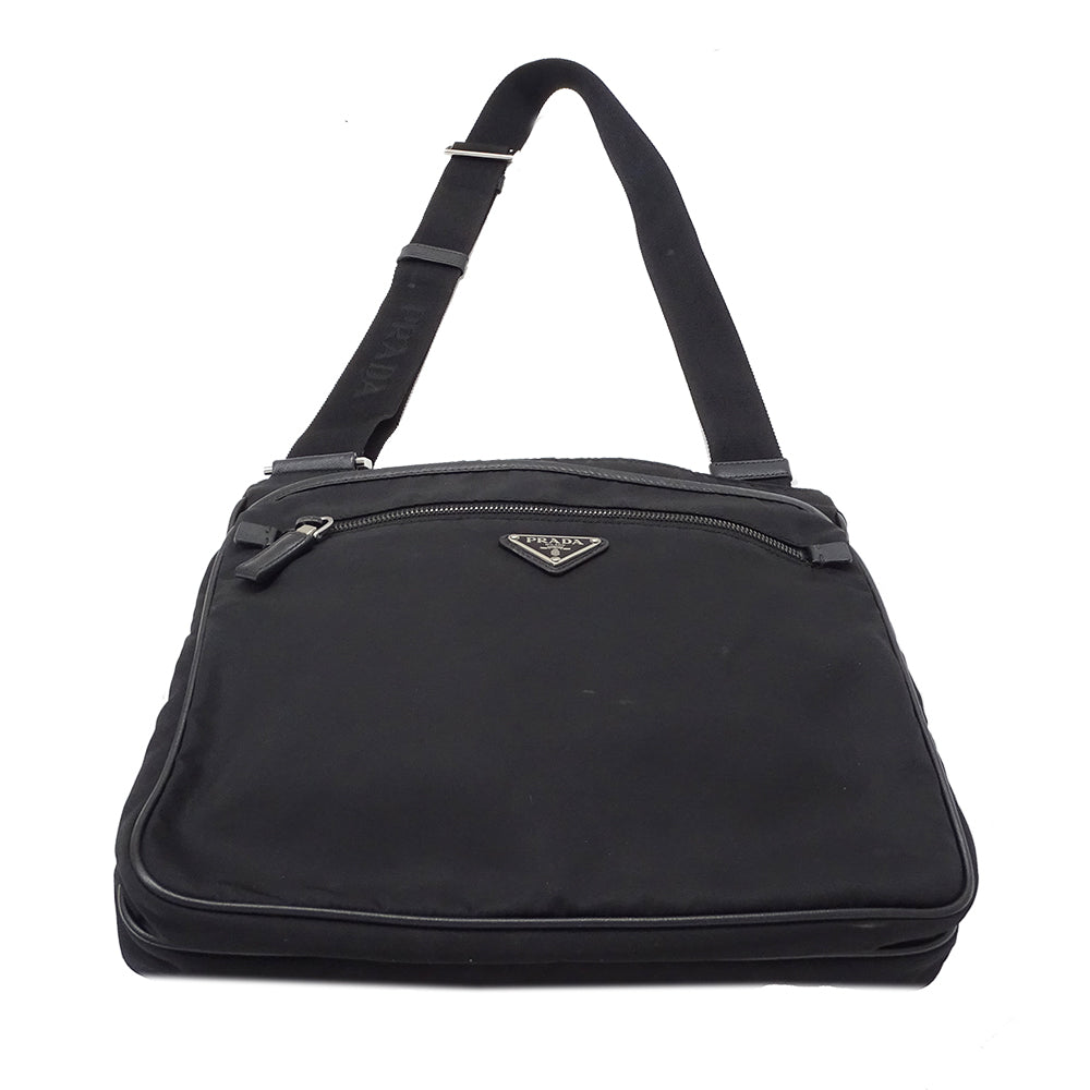 PRADA プラダ ショルダーバッグ ブラック ナイロン メンズ 【中古】
