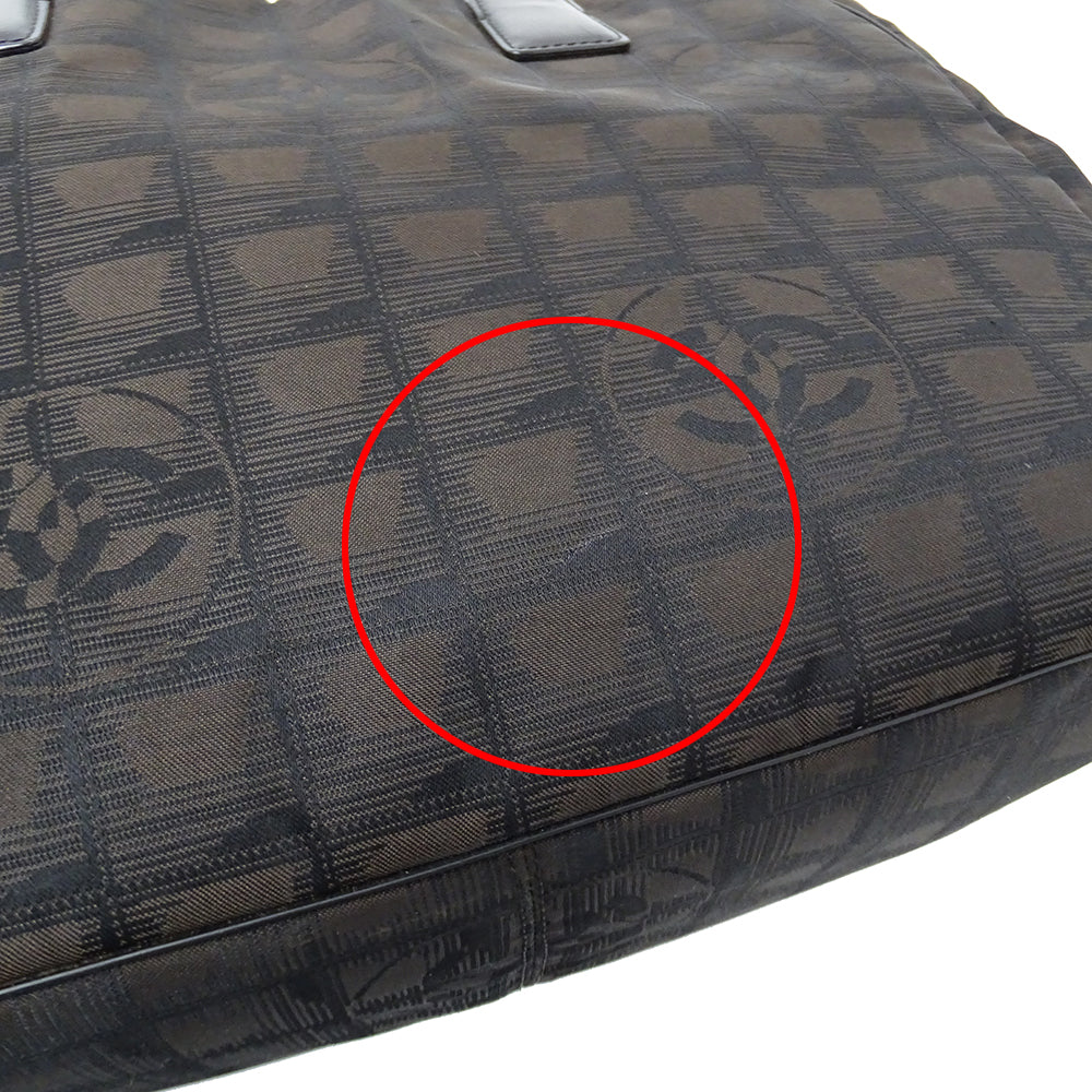 CHANEL シャネル トートバッグ ニュートラベル トートMM ダークブラウン シルバー金具 ナイロン レディース 【中古】