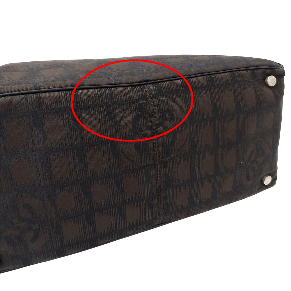 CHANEL シャネル トートバッグ ニュートラベル トートMM ダークブラウン シルバー金具 ナイロン レディース 【中古】