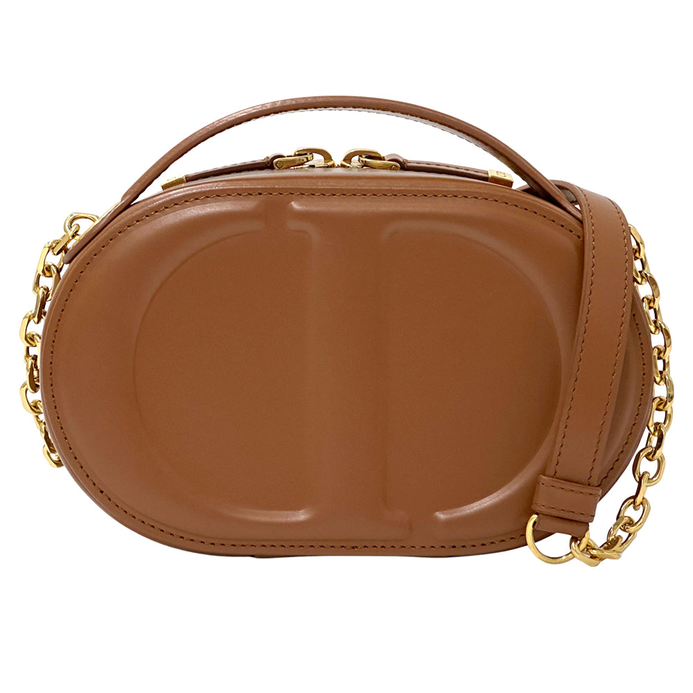 Dior ディオール オーバルカメラバッグ ショルダーバッグ ブラウン レザー レディース 【中古】