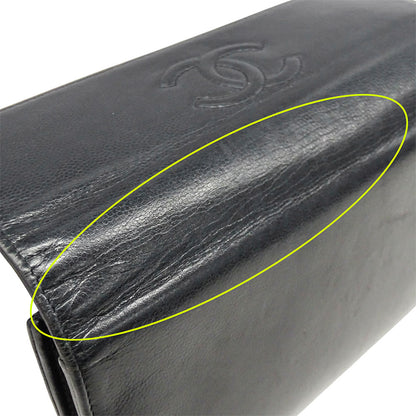 CHANEL シャネル 長財布 ブラック シルバー金具 レザー レディース 【中古】