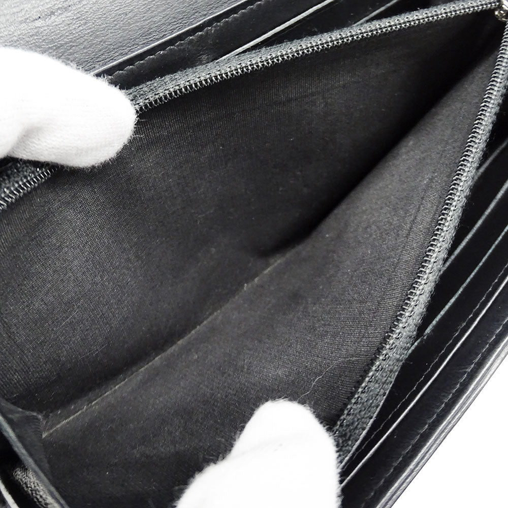 CHANEL シャネル 長財布 ブラック シルバー金具 レザー レディース 【中古】