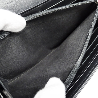 CHANEL シャネル 長財布 ブラック シルバー金具 レザー レディース 【中古】