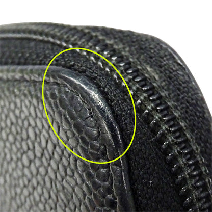 CHANEL シャネル 長財布 ブラック シルバ―金具 キャビアスキン レディース 【中古】