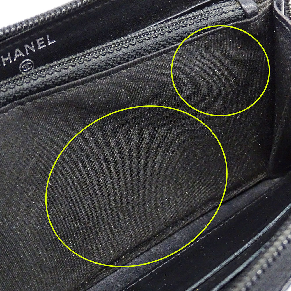 CHANEL シャネル 長財布 ブラック シルバ―金具 キャビアスキン レディース 【中古】