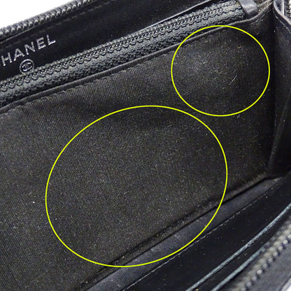 CHANEL シャネル 長財布 ブラック シルバ―金具 キャビアスキン レディース 【中古】