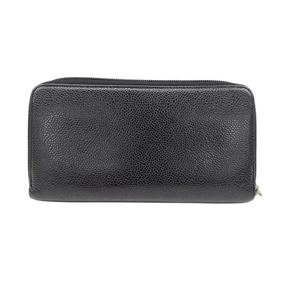 CHANEL シャネル 長財布 ブラック シルバ―金具 キャビアスキン レディース 【中古】