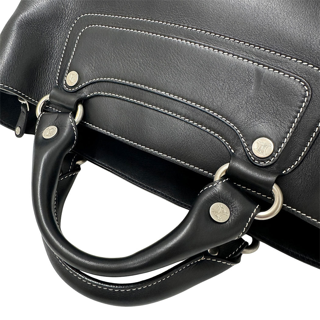 CELINE セリーヌ ブギーバッグ ハンドバッグ ブラック レザー レディース 【中古】