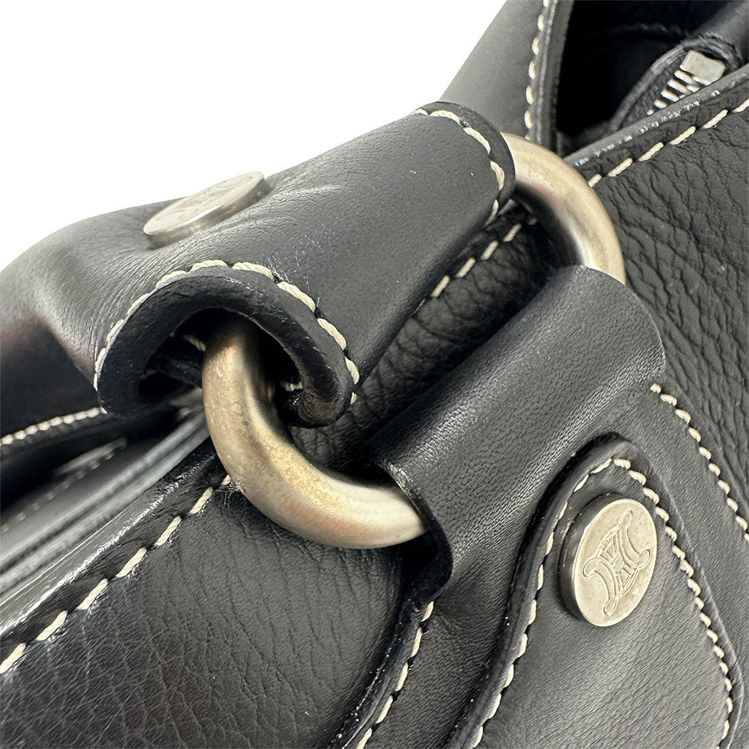CELINE セリーヌ ブギーバッグ ハンドバッグ ブラック レザー レディース 【中古】