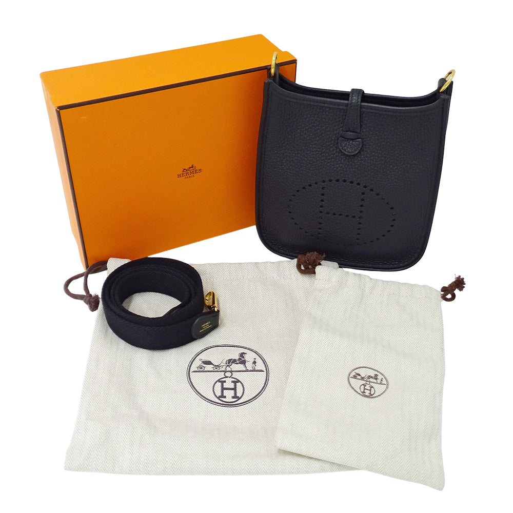 HERMES エルメス エブリン TPM ショルダーバッグ ブラック ゴールド金具 トリヨンクレマンス レディース 【中古】