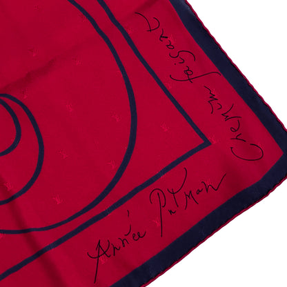LOUIS VUITTON ルイ・ヴィトン カレ90 シュマン フザン バイ アンドレ・プットマン スカーフ レッド ブラック シルク レディース 【中古】