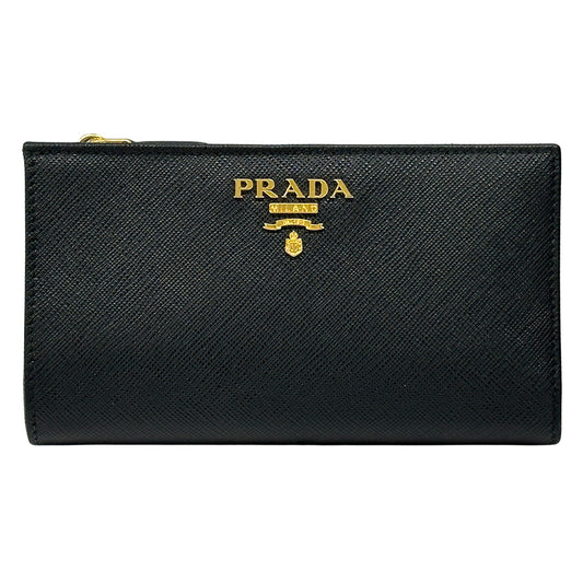 PRADA プラダ 長財布 サフィアーノ ブラック ピンク 1ML506 レディース メンズ 【中古】