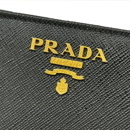 PRADA プラダ 長財布 サフィアーノ ブラック ピンク 1ML506 レディース メンズ 【中古】