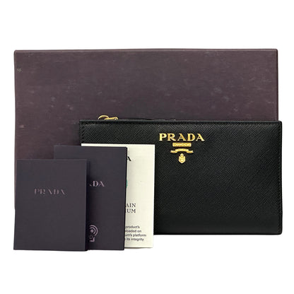 PRADA プラダ 長財布 サフィアーノ ブラック ピンク 1ML506 レディース メンズ 【中古】