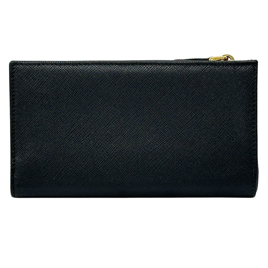 PRADA プラダ 長財布 サフィアーノ ブラック ピンク 1ML506 レディース メンズ 【中古】