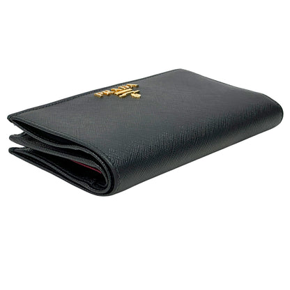 PRADA プラダ 長財布 サフィアーノ ブラック ピンク 1ML506 レディース メンズ 【中古】