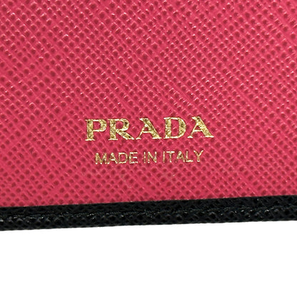 PRADA プラダ 長財布 サフィアーノ ブラック ピンク 1ML506 レディース メンズ 【中古】