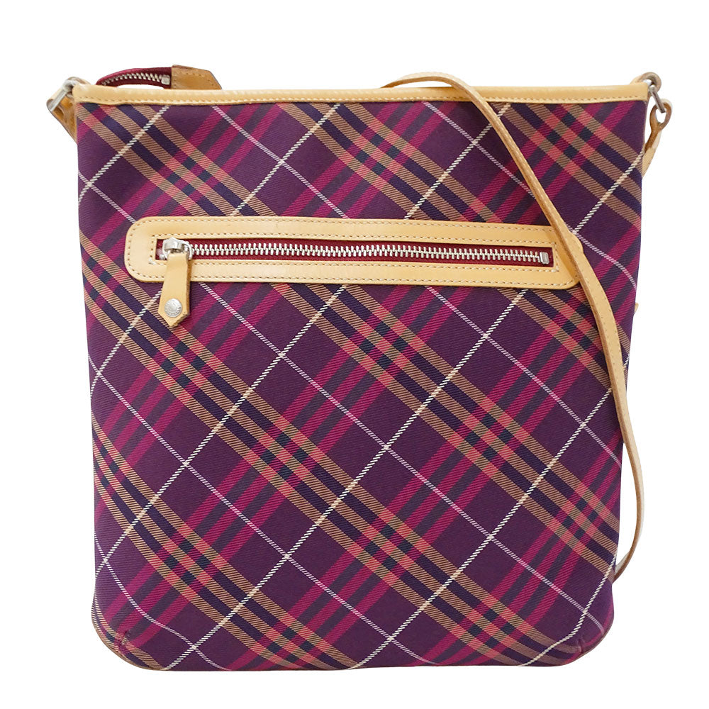 BURBERRY BLUE LABEL バーバリーブルーレーベル ショルダーバッグ パープル ベージュ ナイロン レディース 【中古】