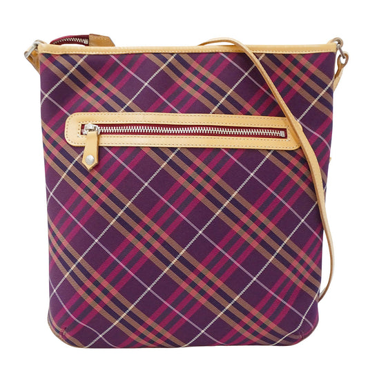 BURBERRY BLUE LABEL バーバリーブルーレーベル ショルダーバッグ パープル ベージュ ナイロン レディース 【中古】