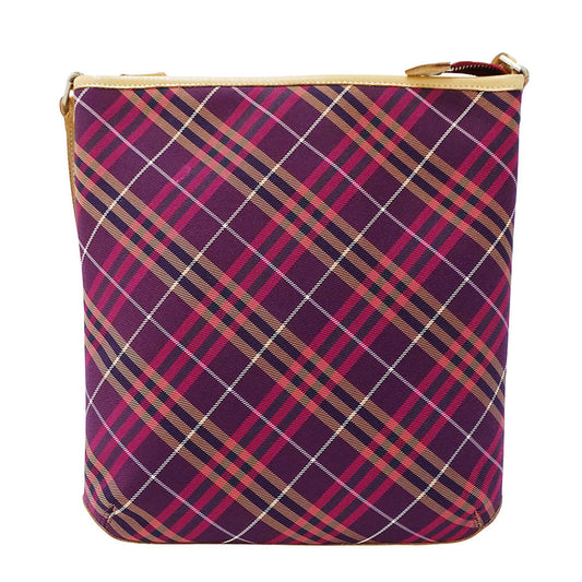 BURBERRY BLUE LABEL バーバリーブルーレーベル ショルダーバッグ パープル ベージュ ナイロン レディース 【中古】