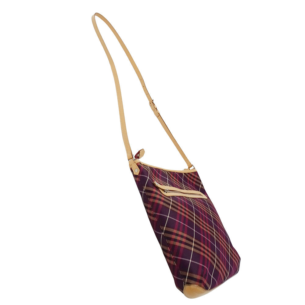 BURBERRY BLUE LABEL バーバリーブルーレーベル ショルダーバッグ パープル ベージュ ナイロン レディース 【中古】
