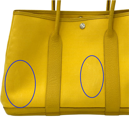 エルメス HERMES ガーデンパーティPM トワルオフィシエ バッグ レディース トートバッグ イエロー シルバー金具 □M刻印 2009年製 A4 シンプル 【中古】