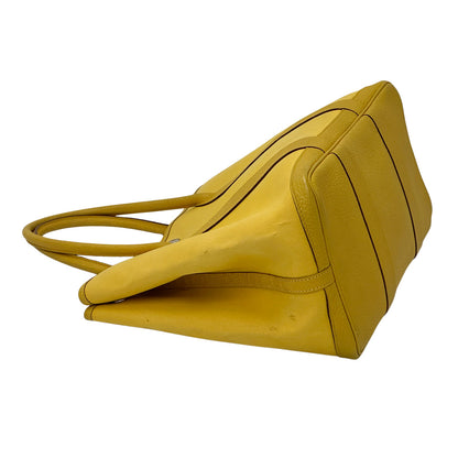エルメス HERMES ガーデンパーティPM トワルオフィシエ バッグ レディース トートバッグ イエロー シルバー金具 □M刻印 2009年製 A4 シンプル 【中古】