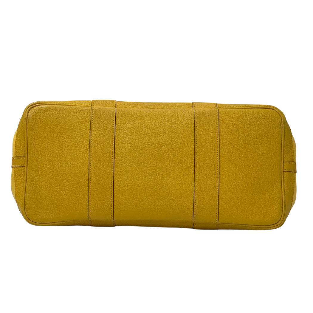 エルメス HERMES ガーデンパーティPM トワルオフィシエ バッグ レディース トートバッグ イエロー シルバー金具 □M刻印 2009年製 A4 シンプル 【中古】