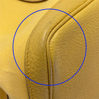 エルメス HERMES ガーデンパーティPM トワルオフィシエ バッグ レディース トートバッグ イエロー シルバー金具 □M刻印 2009年製 A4 シンプル 【中古】