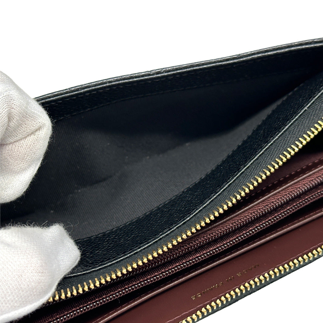 CHANEL シャネル 長財布 マトラッセ ブラック ゴールド金具 キャビアスキン レディース 【中古】