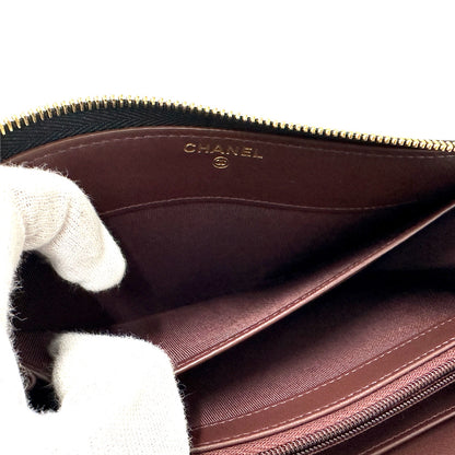 CHANEL シャネル 長財布 マトラッセ ブラック ゴールド金具 キャビアスキン レディース 【中古】