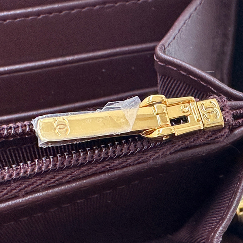 CHANEL シャネル 長財布 マトラッセ ブラック ゴールド金具 キャビアスキン レディース 【中古】