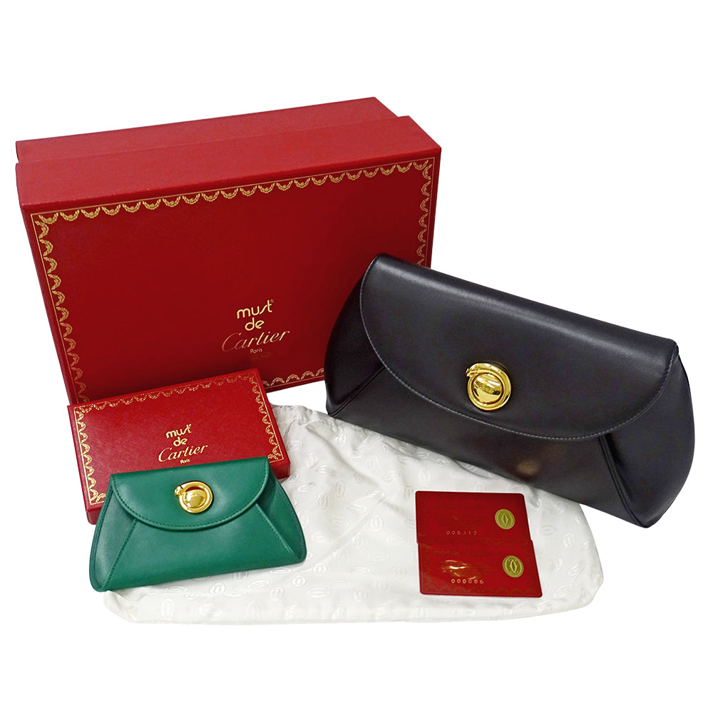 Cartier カルティエ クラッチバッグ セカンドバッグ パンテール ブラック レザー レディース 【中古】