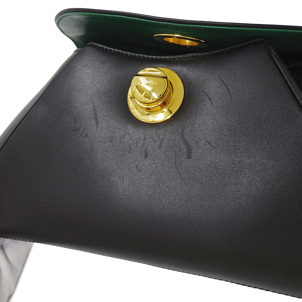 Cartier カルティエ クラッチバッグ セカンドバッグ パンテール ブラック レザー レディース 【中古】