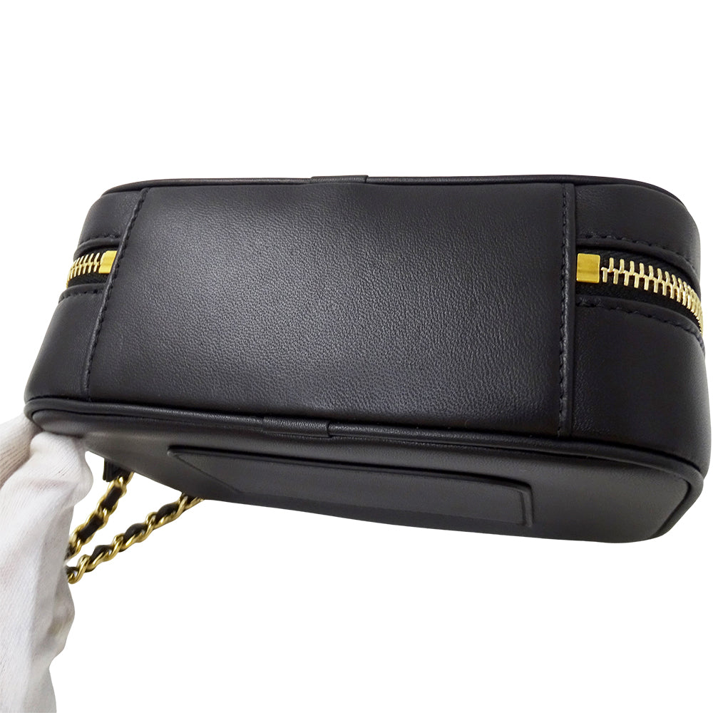 CHANEL シャネル ショルダーバッグ ブラック ゴールド金具 レザー レディース 【中古】