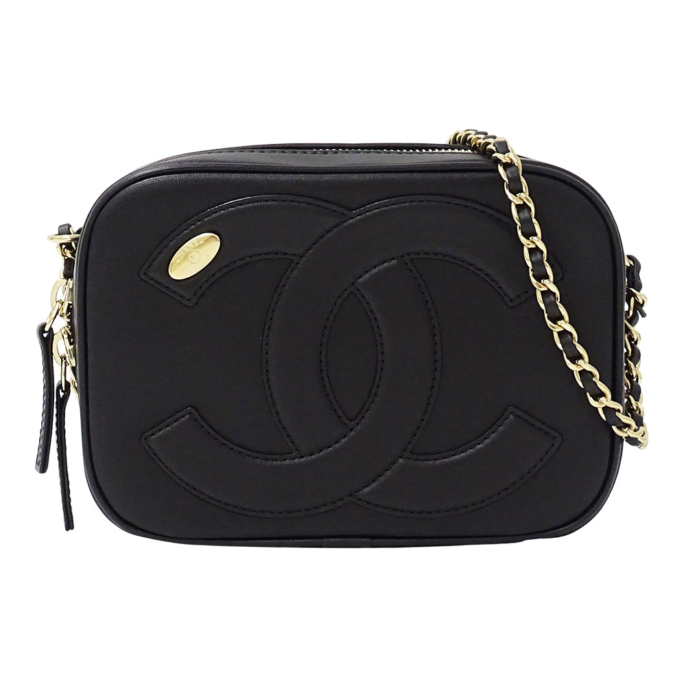 CHANEL シャネル ショルダーバッグ ブラック ゴールド金具 レザー レディース 【中古】